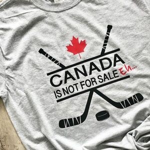Canada Is Not For Sale, Hockey, T Shirt, Canada Shirt, Gray, Mens L, NEW